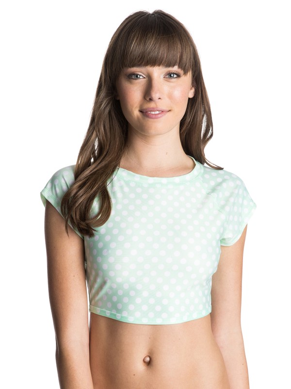 roxy, Optic Nature short sleeve Crop Rash Vest, OPTIC NATURE BIG DOT CABBAGE (gea7) 0 Optic Nature short sleeve Crop Rash Vest ARJWR03025 Roxy