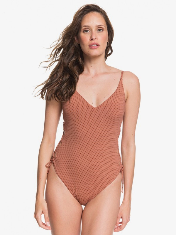 roxy, Riding Moon One-Piece Swimsuit, CEDAR WOOD POLKADOT SWIM (mms6) 0 Riding Moon One-Piece Swimsuit Pink ARJX103077 Roxy