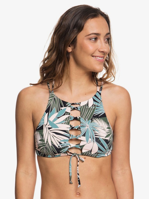 roxy, Strappy Love Bustia Bikini Top, THYME CANOPY PALM (cqy6) 0 Strappy Love Bustia Bikini Top Brown ARJX303372 Roxy