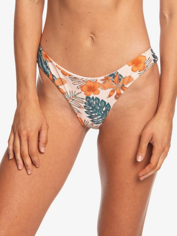 roxy, Beach Classics High-Leg Bikini Bottoms, CREAM TAN TROPICALABABA (tem6) 0 Beach Classics High-Leg Bikini Bottoms Beige ARJX403352 Roxy