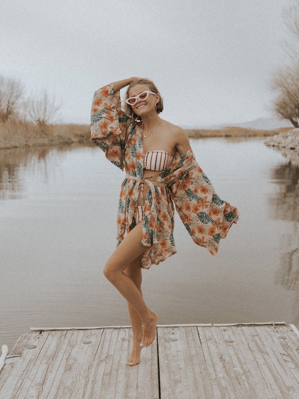 roxy, It’s a Mystery Kimono, CREAM TAN TROPICALABABA (tem6) 0 It’s a Mystery Kimono Beige ARJX603112 Roxy