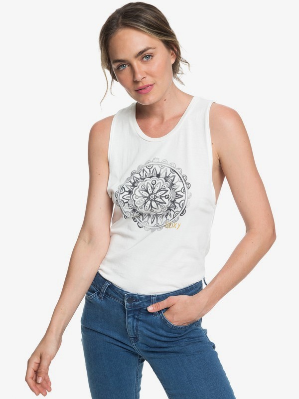 roxy, MANDELA MUSCLE TANK, MARSHMALLOW (wbt0) 0 MANDELA MUSCLE TANK Blanco ARJZT04973 Roxy