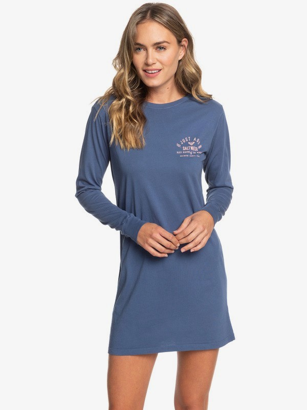roxy, ROXY Saltwater Riders Long Sleeve T-Shirt Dress, TRUE NAVY (bpz0) 0 ROXY Saltwater Riders Long Sleeve T-Shirt Dress Blue ARJZT05160 Roxy