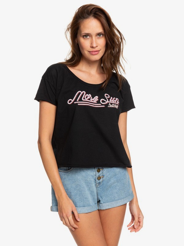 roxy, More Sun Cropped Boyfriend Tee, TRUE BLACK (kvj0) 0 More Sun Cropped Boyfriend Tee Black ARJZT05198 Roxy