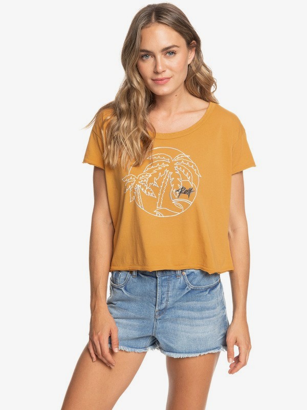 roxy, Neon Palm Cropped Boyfriend Tee, INCA GOLD (nmy0) 0 Neon Palm Cropped Boyfriend Tee Orange ARJZT05200 Roxy