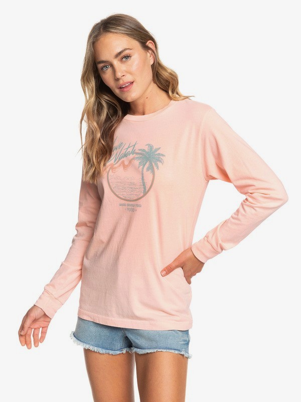 roxy, Wave Watch Vintage Long Sleeve Tee, SALMON (mfg0) 0 Wave Watch Vintage Long Sleeve Tee Pink ARJZT05205 Roxy