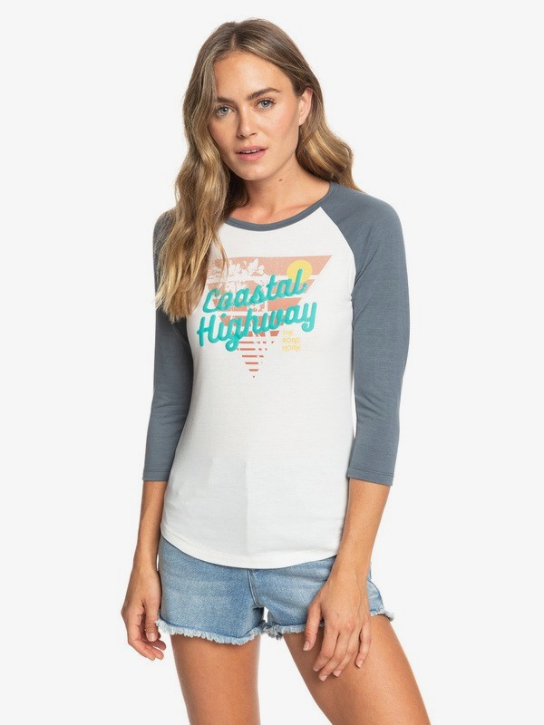 roxy, Coastal Highway 3/4 Sleeve Baseball Tee, TURBULENCE (kym0) 0 Coastal Highway 3/4 Sleeve Baseball Tee Black ARJZT05207 Roxy