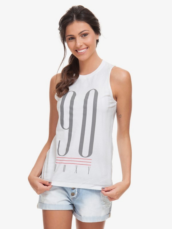 roxy, Regata Feminina com Cavas Amplas e Estampa Frontal Roxy, SNOW WHITE* (snw) 0 Regata Feminina com Cavas Amplas e Estampa Frontal Roxy Branco BR73731596 Roxy