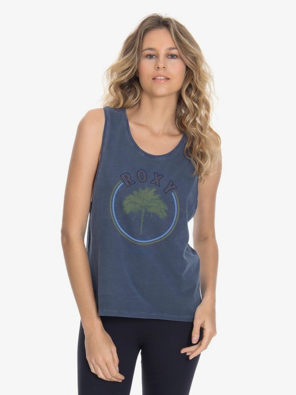 roxy, Regata Feminina com Cavas e Estampa frontal Roxy, AZUL STONE (301) 0 Regata Feminina com Cavas e Estampa frontal Roxy Azul BR73731605 Roxy
