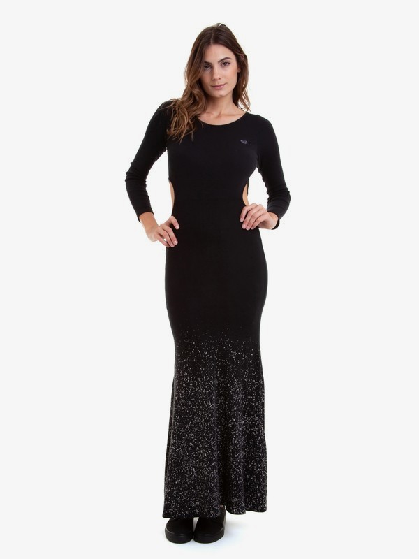 roxy, Vestido Longo com Aberturas Laterais Best One Roxy, PRETO* (2013) 0 Vestido Longo com Aberturas Laterais Best One Roxy Preto BR73811579 Roxy