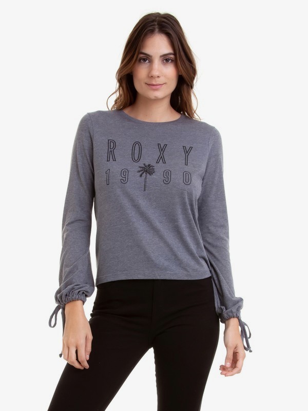 roxy, Blusa Manga Longa Bond Tree Roxy, DARK GRAY* (dkgr) 0 Blusa Manga Longa Bond Tree Roxy BR73901196 Roxy