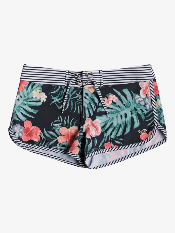 roxy, Happy Spring - Boardshorts für Mädchen 8-16, ANTHRACITE HIBISCUS TWIST SWIM (kvj5) 0 Happy Spring - Boardshorts für Mädchen 8-16 Schwarz ERGBS03060 Roxy