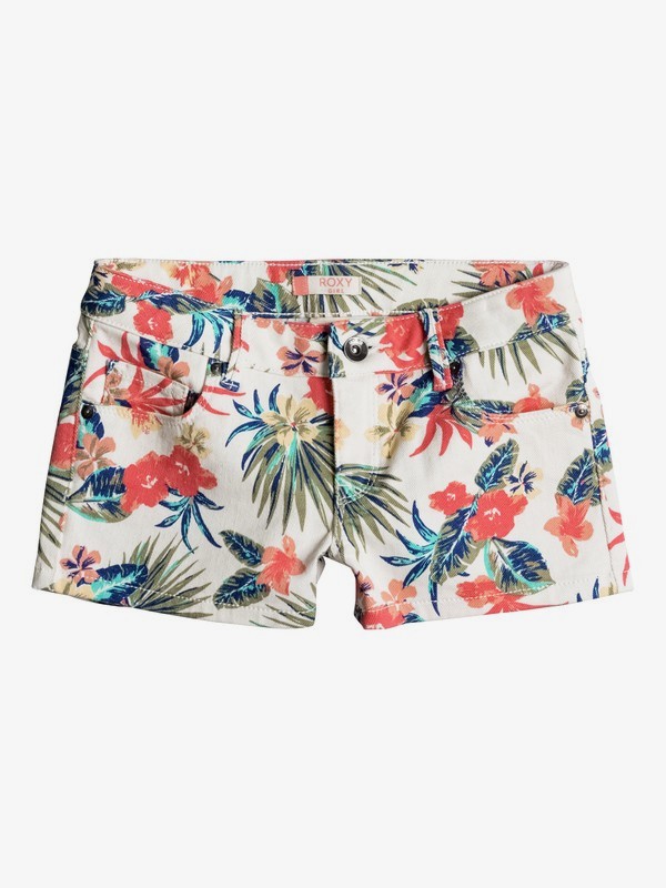 roxy, Girls 7-14 Passing Afternoon Denim Shorts, MARSHMALLOW GIRL TAC O TAC FLO (wbt8) 0 Girls 7-14 Passing Afternoon Denim Shorts ERGDS03022 Roxy