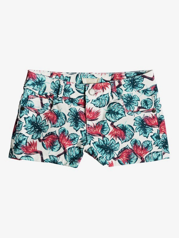 roxy, Passing Afternoon - Short Vaquero para Chicas 8-16, MARSHMALLOW ABYSSAL TROPICAL (xwgr) 0 Passing Afternoon - Short Vaquero para Chicas 8-16 Blanco ERGDS03033 Roxy