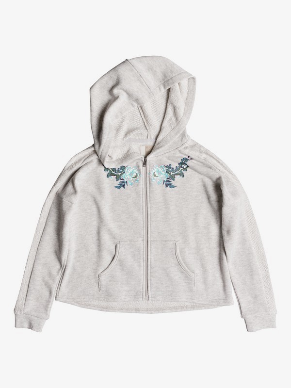 roxy, Girl's 7-14 Listen Closely B Zip-Up Hoodie, METRO HEATHER (wbth) 0 Girl's 7-14 Listen Closely B Zip-Up Hoodie White ERGFT03279 Roxy