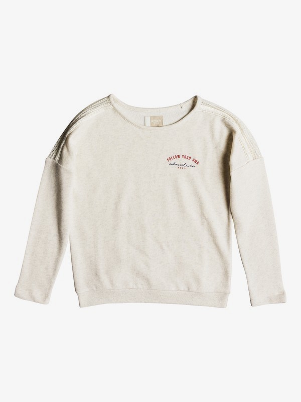 roxy, Girl's 7-14 Glitter And Gold Sweatshirt, METRO HEATHER (tenh) 0 Girl's 7-14 Glitter And Gold Sweatshirt Beige ERGFT03292 Roxy