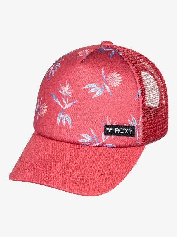 roxy, Girl's 7-14 Just Ok Trucker Hat, CHRYSANTHEMUM ROUGH FLOWERS (rnf7) 0 Girl's 7-14 Just Ok Trucker Hat Red ERGHA03140 Roxy