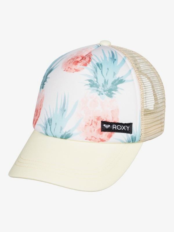 roxy, Girl's 7-14 Just Ok Trucker Hat, MARSHMALLOW BIG PINEAPPLE (wbt9) 0 Girl's 7-14 Just Ok Trucker Hat White ERGHA03140 Roxy