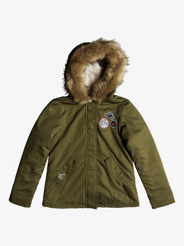 roxy, Feel The Sun - Military Hooded Parka for Girls 8-16, BURNT OLIVE (gpz0) 0 Feel The Sun - Military Hooded Parka for Girls 8-16 ERGJK03058 Roxy