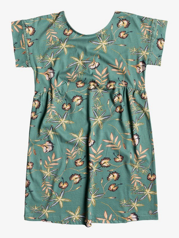 roxy, Girl's 7-14 Dripping Rose Short Sleeve Dress, TRELLIS BIRD FLOWER YOUTH (bkw9) 0 Girl's 7-14 Dripping Rose Short Sleeve Dress Blue ERGKD03066 Roxy