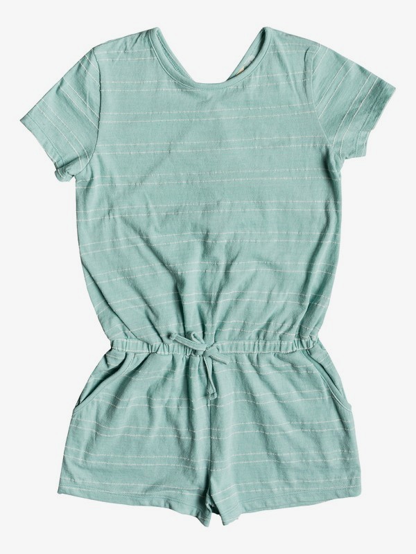 roxy, Girl's 7-14 Nice Evening Short Sleeve Romper, AQUIFER MY LITTLE STRIPE (bgw3) 0 Girl's 7-14 Nice Evening Short Sleeve Romper Blue ERGKD03083 Roxy