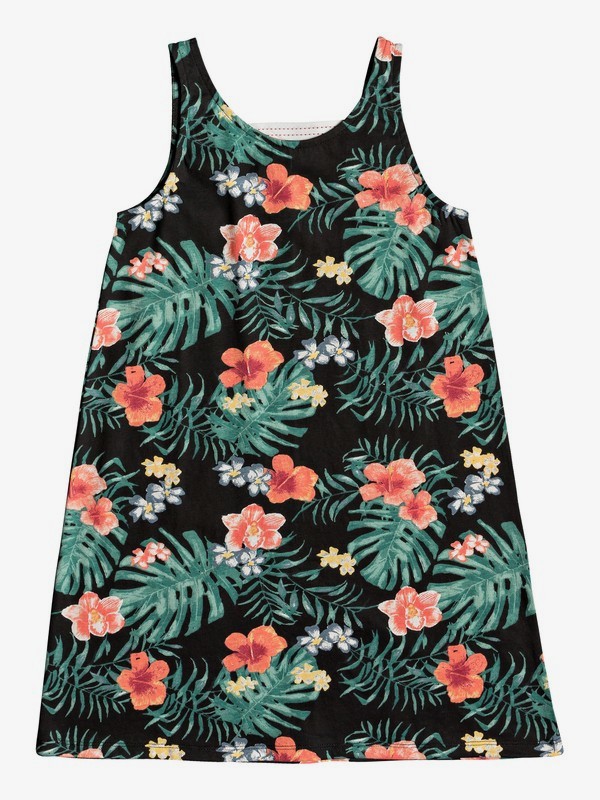 roxy, Girl's 7-14 Leaves Movement Tank Dress, ANTHRACITE HIBISCUS TWIST (xkbg) 0 Girl's 7-14 Leaves Movement Tank Dress Multicolor ERGKD03085 Roxy