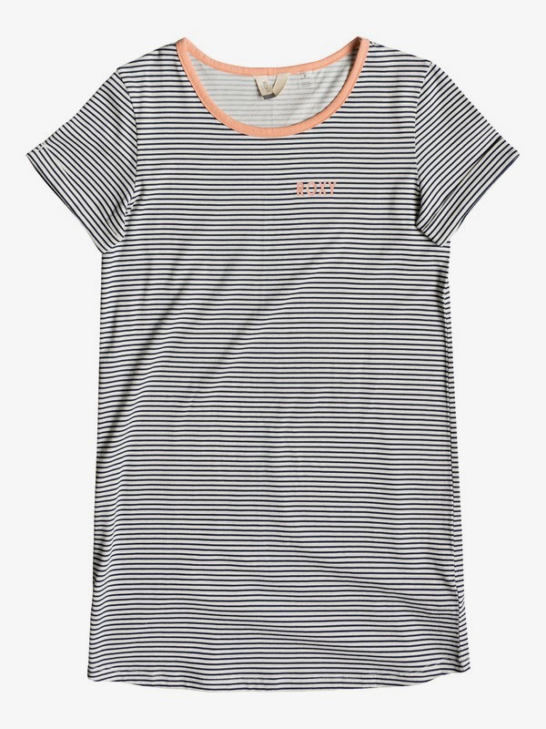 roxy, Girl's 7-14 Color Sky A Short Sleeve T-Shirt Dress, DRESS BLUE COSY STRIPES (btk3) 0 Girl's 7-14 Color Sky A Short Sleeve T-Shirt Dress Blue ERGKD03086 Roxy
