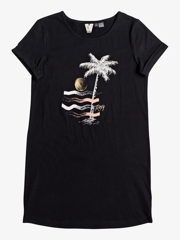 roxy, Girl's 7-14 Color Sky B Short Sleeve T-Shirt Dress, TRUE BLACK (kvj0) 0 Girl's 7-14 Color Sky B Short Sleeve T-Shirt Dress Black ERGKD03087 Roxy