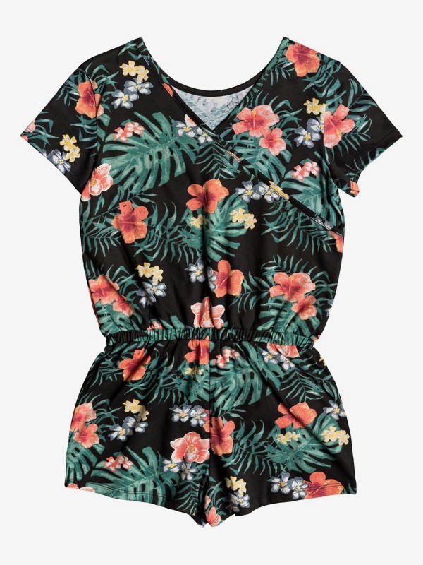 roxy, Nice Evening - Combishort manches courtes pour Fille 8-16 ans, ANTHRACITE HIBISCUS TWIST (xkbg) 0 Nice Evening - Combishort manches courtes pour Fille 8-16 ans Multicouleurs ERGKD03088 Roxy