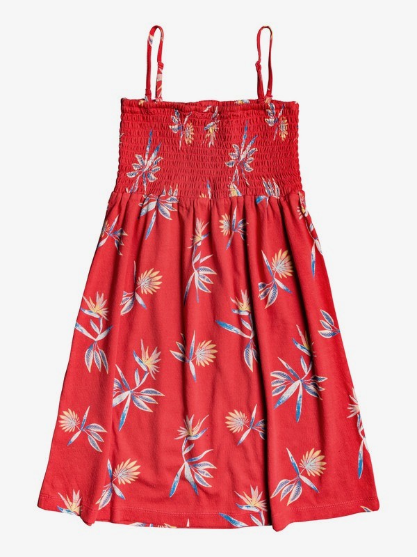roxy, Girl's 7-14 Feathers In Flight Strappy Dress, CHRYSANTHEMUM ROUGH FLOWERS (rnf7) 0 Girl's 7-14 Feathers In Flight Strappy Dress Red ERGKD03094 Roxy