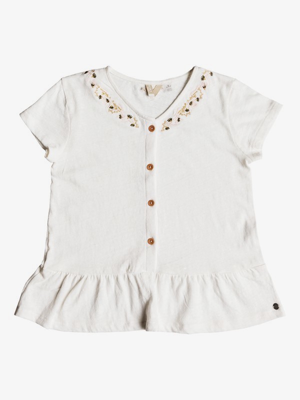 roxy, Girl's 7-14 Smell In The Air Ruffled Short Sleeve Top, MARSHMALLOW (wbt0) 0 Girl's 7-14 Smell In The Air Ruffled Short Sleeve Top White ERGKT03090 Roxy