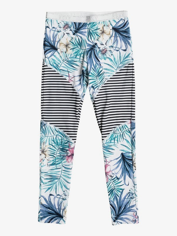 roxy, Blingbling - Surf Leggings for Girls 8-16, MARSHMALLOW BELHARRA FLOWER (wbt6) 0 Blingbling - Surf Leggings for Girls 8-16 White ERGNP03021 Roxy