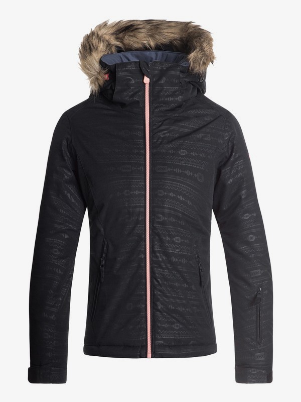 roxy, Jet Ski Embossed - Chaqueta Para Nieve para Chicas 8-16, TRUE BLACK_INDIE STRIPES EMBOS (kvj8) 0 Jet Ski Embossed - Chaqueta Para Nieve para Chicas 8-16 Negro ERGTJ03056 Roxy