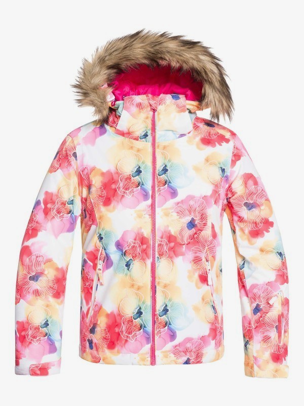 roxy, Jet Ski - Veste de snow pour Fille 8-16 ans, BRIGHT WHITE SUNSHINE FLOWERS (wbb8) 0 Jet Ski - Veste de snow pour Fille 8-16 ans Blanc ERGTJ03075 Roxy