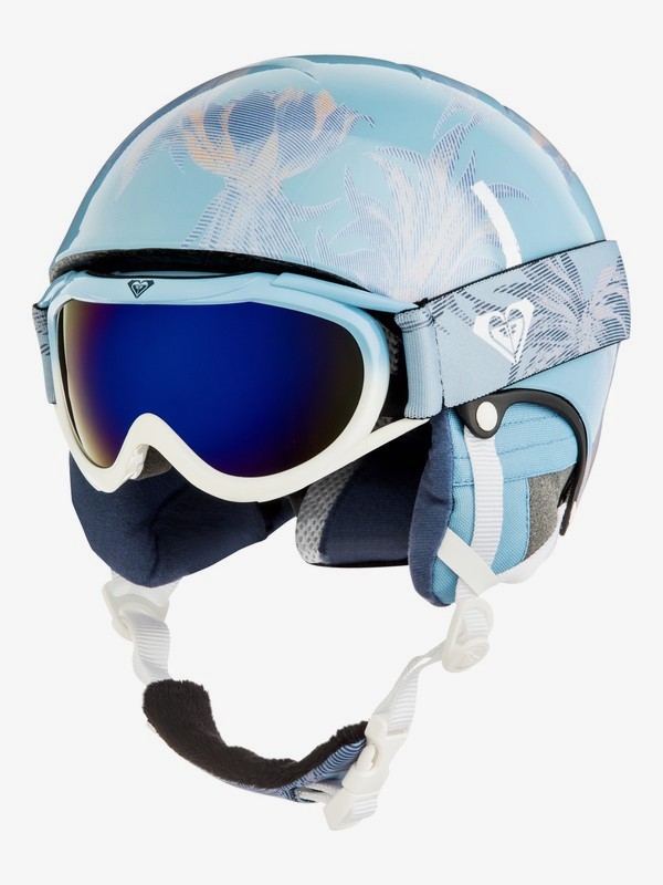 roxy, Girl's 7-14 Girls 7-14 Misty Helmet and Goggle Set, POWDER BLUE_SWELL FLOWERS GIRL (bgb1) 0 Girl's 7-14 Girls 7-14 Misty Helmet and Goggle Set Blue ERGTL03001 Roxy