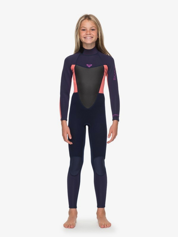 roxy, Girl's 7-14 3/2mm Prologue Back Zip Wetsuit, BLUE RIBBON/CORAL FLAME (xbbm) 0 Girl's 7-14 3/2mm Prologue Back Zip Wetsuit Blue ERGW103023 Roxy