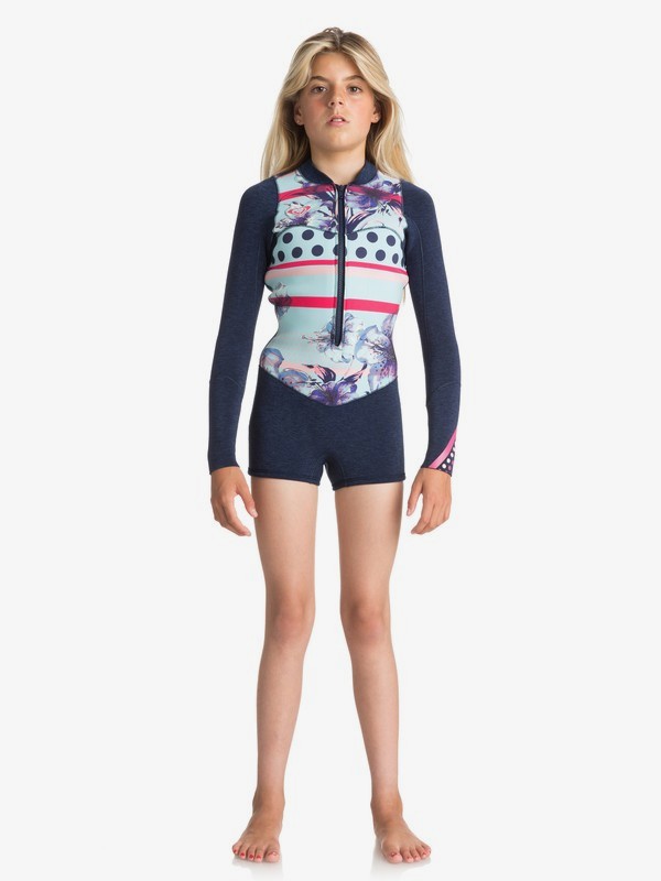 roxy, 2mm POP Surf - Long Sleeve Front Zip Springsuit for Girls 8-16, NAVY (bte0) 0 2mm POP Surf - Long Sleeve Front Zip Springsuit for Girls 8-16 Blue ERGW403004 Roxy