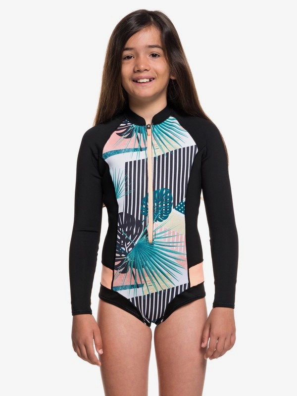 roxy, Girl's 7-14 1mm POP Surf Long Sleeve Cheeky Cut Springsuit, BLACK (kvd0) 0 Girl's 7-14 1mm POP Surf Long Sleeve Cheeky Cut Springsuit Black ERGW403007 Roxy