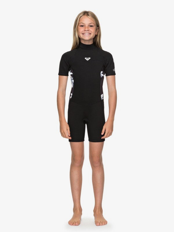 roxy, 2/2mm Syncro Series - Short Sleeve Back Zip FLT Springsuit for Girls 8-16, BLACK/WHITE (xbbw) 0 2/2mm Syncro Series - Short Sleeve Back Zip FLT Springsuit for Girls 8-16 Blue ERGW503004 Roxy