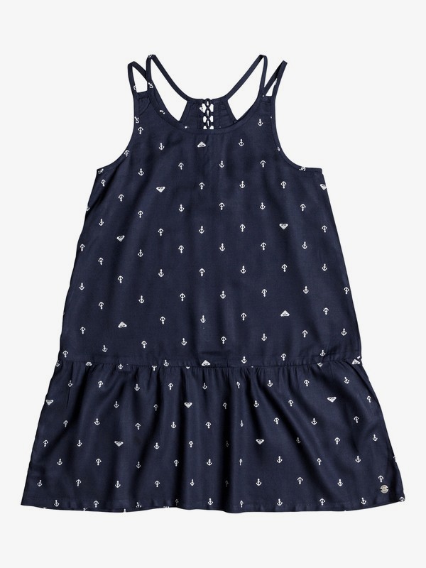 roxy, Girl's 7-14 Moments Of Time Strappy Dress, DRESS BLUES WATERCOLOR ANCHOR (btk7) 0 Girl's 7-14 Moments Of Time Strappy Dress Blue ERGWD03041 Roxy