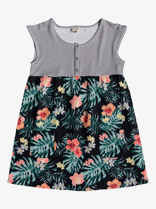 roxy, Girl's 7-14 Hey Mama Short Sleeve Dress, ANTHRACITE HIBISCUS TWIST (xkbg) 0 Girl's 7-14 Hey Mama Short Sleeve Dress Multicolor ERGWD03068 Roxy