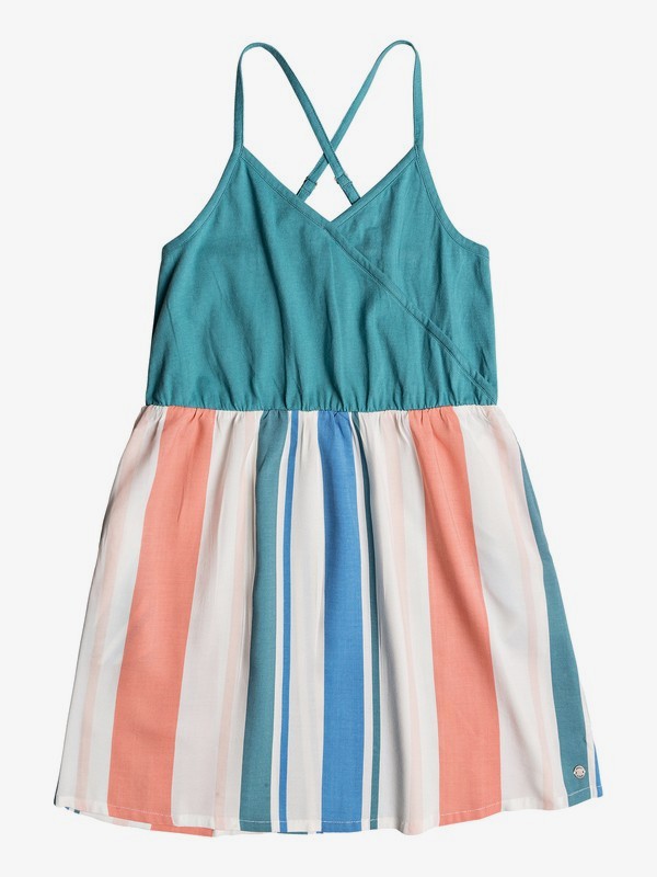 roxy, Girl's 7-14 Far Away Strappy Dress, MARSHMALLOW FRESH STRIPE (xwmb) 0 Girl's 7-14 Far Away Strappy Dress White ERGWD03076 Roxy