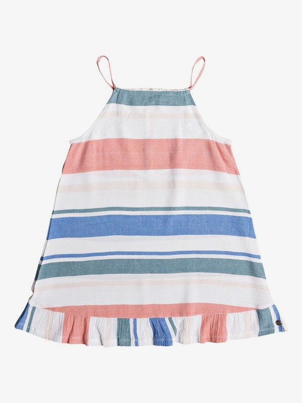 roxy, Girl's 7-14 First Chocolate Ruffle Hem Strappy Dress, MARSHMALLOW FRESH STRIPE (xwmb) 0 Girl's 7-14 First Chocolate Ruffle Hem Strappy Dress White ERGWD03079 Roxy