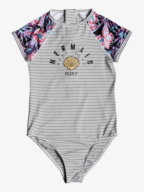 roxy, Surfing Miami - Maillot une pièce à mancherons pour Fille 8-16 ans, MARSHMALLOW BASIC STRIPE 2 (wbt1) 0 Surfing Miami - Maillot une pièce à mancherons pour Fille 8-16 ans Blanc ERGWR03072 Roxy