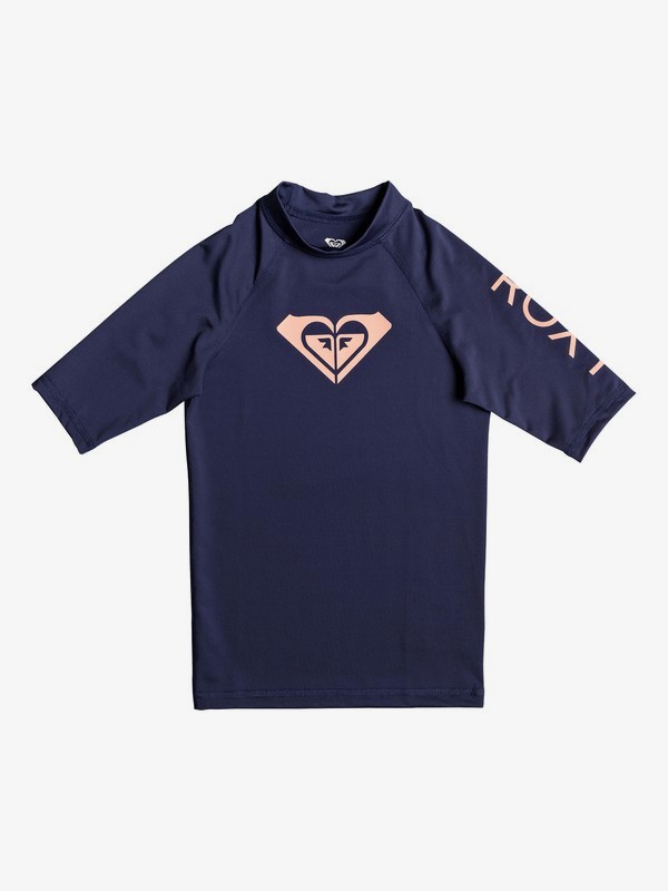 roxy, Girl's 7-14 Whole Hearted Short Sleeve UPF 50 Rashguard, MEDIEVAL BLUE (bte0) 0 Girl's 7-14 Whole Hearted Short Sleeve UPF 50 Rashguard Blue ERGWR03079 Roxy