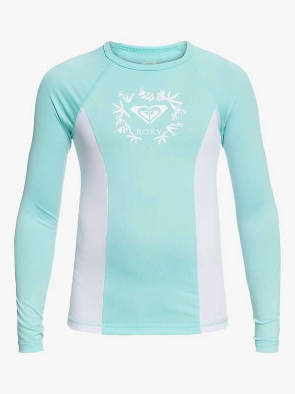 roxy, Girl's 7-14 Tropi ROXY Long Sleeve UPF 50 Rashguard, BLUE LIGHT (bek0) 0 Girl's 7-14 Tropi ROXY Long Sleeve UPF 50 Rashguard ERGWR03080 Roxy