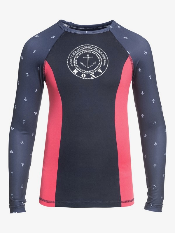 roxy, Girl's 7-14 Tropi ROXY Long Sleeve UPF 50 Rashguard, DRESS BLUES WATERCOLOR ANCHOR (btk7) 0 Girl's 7-14 Tropi ROXY Long Sleeve UPF 50 Rashguard Blue ERGWR03080 Roxy