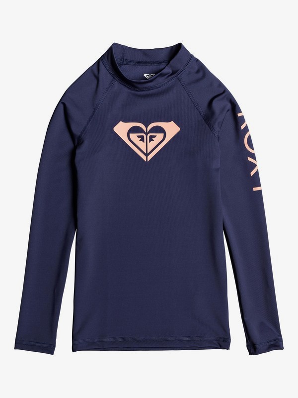 roxy, Girl's 7-14 Whole Hearted Long Sleeve UPF 50 Rashguard, MEDIEVAL BLUE (bte0) 0 Girl's 7-14 Whole Hearted Long Sleeve UPF 50 Rashguard Blue ERGWR03081 Roxy