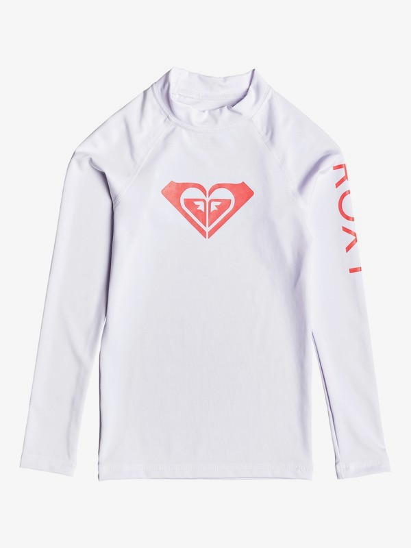 roxy, Girl's 7-14 Whole Hearted Long Sleeve UPF 50 Rashguard, WHITE (wbb0) 0 Girl's 7-14 Whole Hearted Long Sleeve UPF 50 Rashguard White ERGWR03081 Roxy