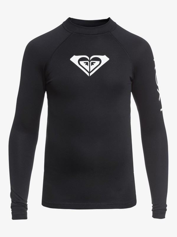 roxy, Girl's 7-14 Whole Hearted Long Sleeve UPF 50 Rashguard, ANTHRACITE (kvj0) 0 Girl's 7-14 Whole Hearted Long Sleeve UPF 50 Rashguard Black ERGWR03081 Roxy